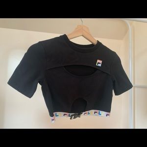 Fila crop top buckle  and two cuts on shirt